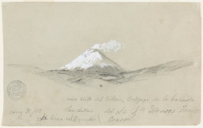 Dessin, vue du Cotapaxi depuis l