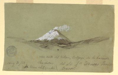 Dessin, vue du Cotapaxi depuis l