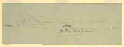 Dessin, Vue de la péninsule de Sorrente de Capri, Italie, depuis le nord-est, 1869 - Frederic Edwin Church
