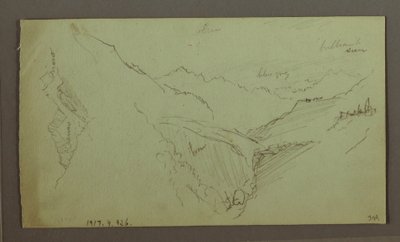 Dessin, village et vallée montagneuse escarpée (Alpes), 1868-69 - Frederic Edwin Church