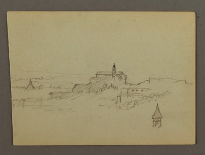 Dessin, Village sur la colline, peut-être 1868-69 - Frederic Edwin Church