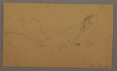 Dessin, Route sinueuse à travers la vallée, maison, peut-être 1868 - Frederic Edwin Church