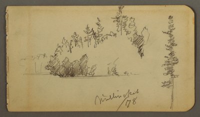 Dessin, Rivage boisé, étude d