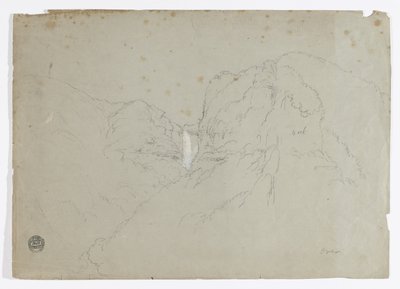 Dessin. a. Esquisse. Ralls de Tequendama près de Bogota, Colombie. b. Vue de chaînes de montagnes lointaines. - Frederic Edwin Church