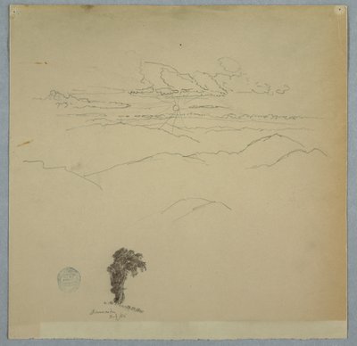 Paysage montagneux avec un coucher de soleil et un arbre, Jamaïque, juillet 1865 - Frederic Edwin Church