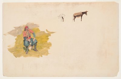 Proche-Orient, homme; âne - Frederic Edwin Church