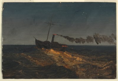 Bateau à vapeur à aubes au crépuscule - Frederic Edwin Church