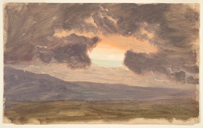 Coucher de soleil sur des collines nues - Frederic Edwin Church