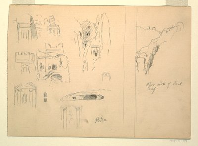 Dix études de tombes et une vue des rochers, Petra, Jordanie - Frederic Edwin Church