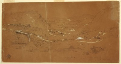 Vallée avec un pont et des maisons, près de Guaranda, Équateur - Frederic Edwin Church