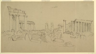 Vue du Parthénon et des Fragments de Ruines Environnantes depuis l