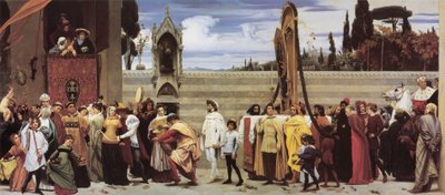 La célèbre Madone de Cimabue est portée en procession dans les rues de Florence". - Frederic Leighton