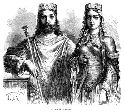 Le roi Clovis Ier et la reine Clotilde des Francs, fin Ve - début VIe siècle 1882-1884 - Frederic Lix