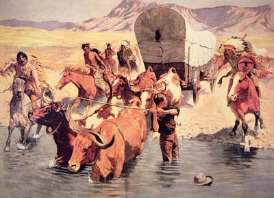 Indiens attaquant un train de chariots pionniers - Frederic Remington