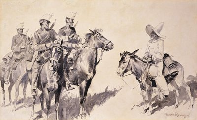 Gendarmes mexicains demandant le chemin - Frederic Remington