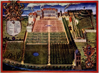 Vue du jardin royal (jardin des plantes) - dans "Description du jardin royal des plantes médicinales" par Scalberge - Frederic Scalberge