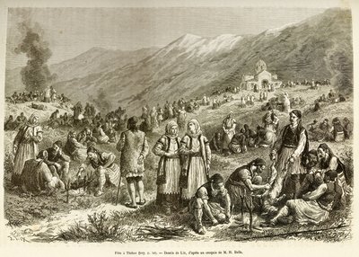 Une fête à Thèbes, celle du carême de la Vierge, réunissant tous les habitants de la ville et des environs, chaque famille tue un mouton pour l