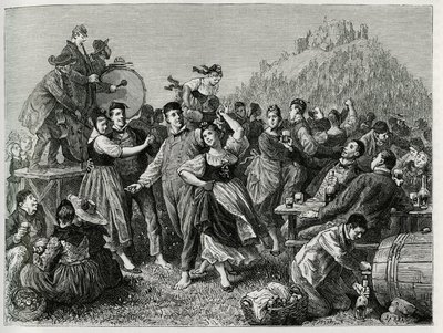 Fête des pâtres au Hohneck (Vosges), dimanche après Saint-Jean. Gravure de F.Lix, pour illustrer le récit « À travers l