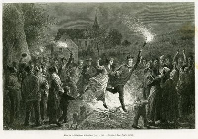Feu de la Saint-Jean à Sulzbach. Gravure par Lix pour illustrer l