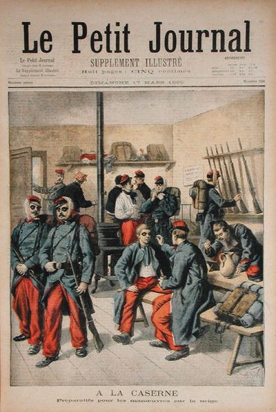 Dans la caserne, préparation aux manœuvres dans la neige, illustration du Petit Journal, 17 mars 1895 - Frederic Theodore Lix