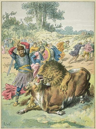 Pépin le Bref au Champ de Mars terrasse le lion - Frederic Theodore Lix