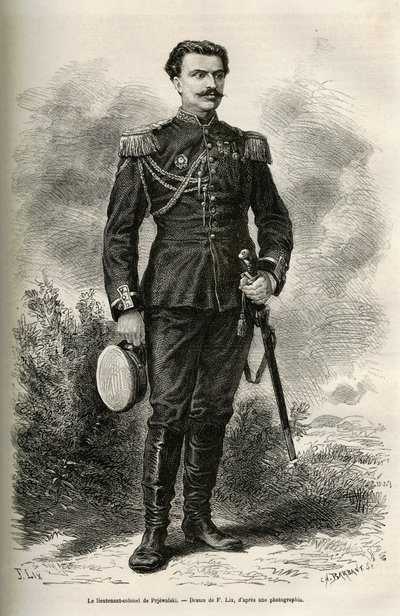 Portrait du voyageur et narrateur Lieutenant Colonel de Prjewalski (illustration du voyage en Mongolie et au pays des Tangoutes, 1870-1873, par le Lieutenant Colonel de Prjewalski) - Frederic Theodore Lix