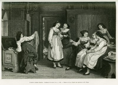 Le vieux costume alsacien. Gravure par Lix, d
