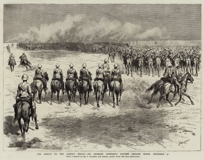 La marche vers les puits de Gakdul, la colonne de Sir Herbert Stewart quittant Korti, 30 décembre - Frederic Villiers