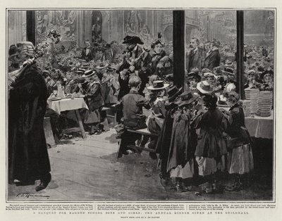 Un banquet pour les garçons et filles des écoles de chiffonniers, le dîner annuel donné à Guildhall - Frederic de Haenen