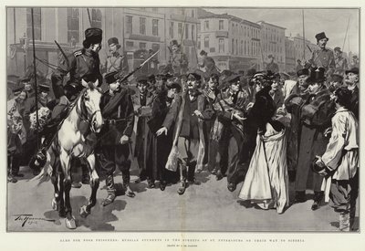 Aumônes pour les pauvres prisonniers, étudiants russes dans les rues de Saint-Pétersbourg en route pour la Sibérie - Frederic de Haenen