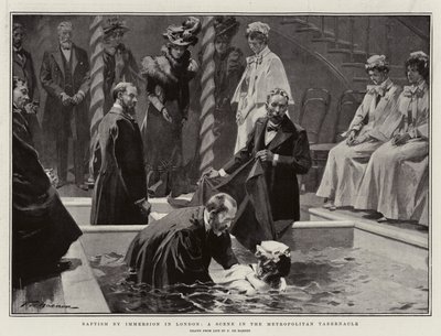 Baptême par Immersion à Londres, une Scène au Tabernacle Métropolitain - Frederic de Haenen