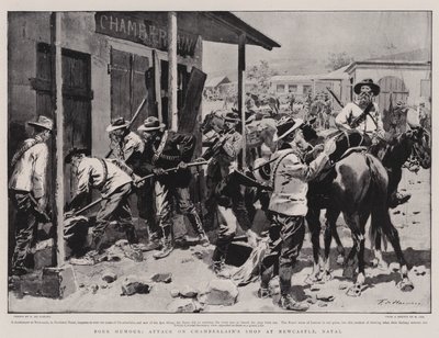Humour Boer, Attaque sur le Magasin de Chamberlain à Newcastle, Natal - Frederic de Haenen
