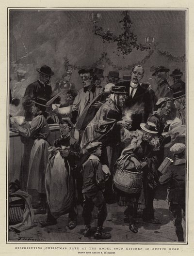 Distribution de repas de Noël à la cuisine modèle de soupe de Euston Road - Frederic de Haenen