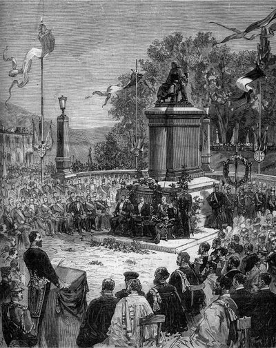 Inauguration de la statue de Blaise Pascal (1623-1662) sur la Place Saint Herem de Clermont-Ferrand, Puy-de-Dôme (63). 5 septembre - Frederic de Haenen