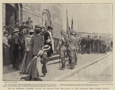 Le 2e Régiment de Berkshire laissant ses couleurs au maire de King William