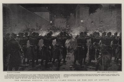 Les grèves belges, la garde civique tirant sur la foule à Louvain - Frederic de Haenen