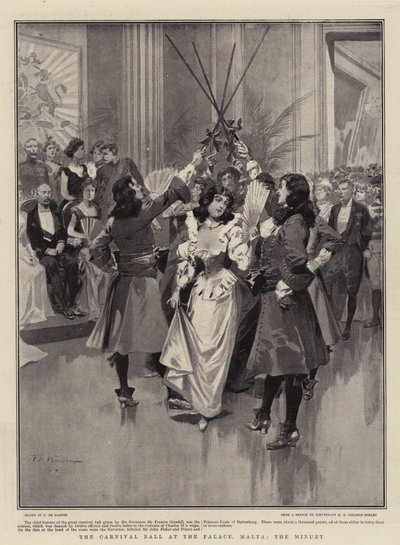 Le bal du carnaval au palais, Malte, le menuet - Frederic de Haenen
