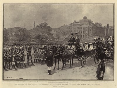 La revue des contingents indiens sur la parade des Horse Guards, le défilé devant la reine - Frederic de Haenen