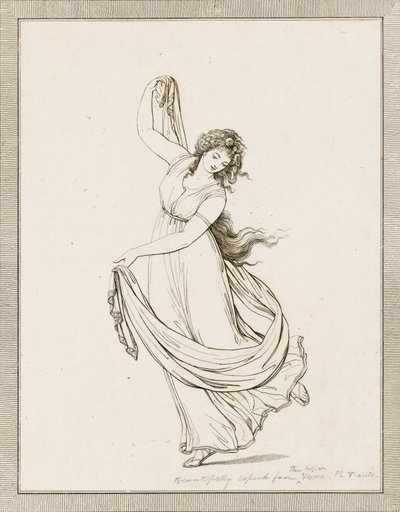 Emma, Lady Hamilton, dans une pose classique, dansant et posée sur son pied droit - Frederich (after) Rehberg