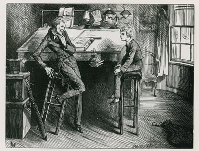 Uriah Heep et David Copperfield dans le bureau de M. Wickfield - Frederick (after) Barnard