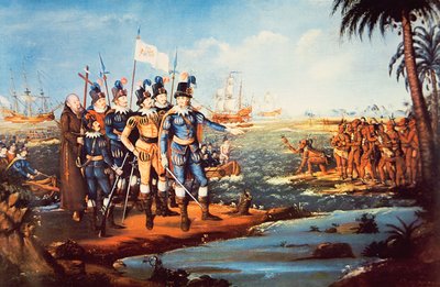 Le débarquement de Christophe Colomb dans le Nouveau Monde - Frederick (attr. to) Kemmelmeyer