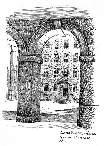 Lamb Building, Temple, depuis les cloîtres, Londres, 1912 - Frederick Adcock