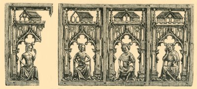 Chevaliers et dames assis sous des dais, panneau d
