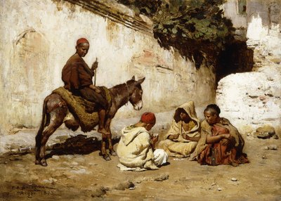 Enfants arabes jouant aux cartes - Frederick Arthur Bridgman