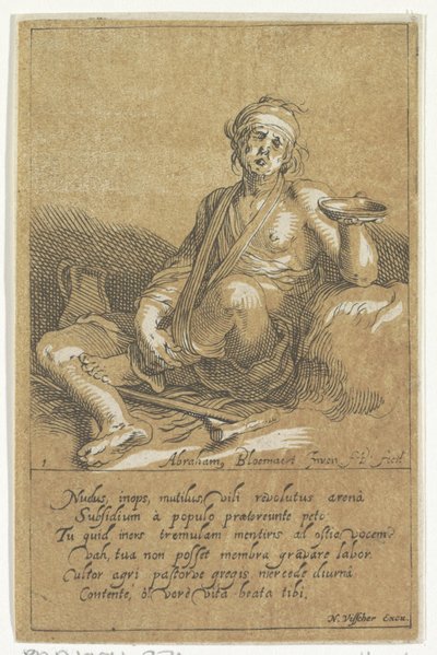 Mendiant estropié avec un bol - Frederick Bloemaert