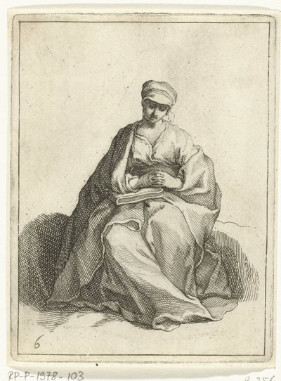 Femme assise en prière - Frederick Bloemaert