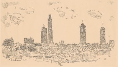 Skyline de New York, bâtiments sombres, 1918 - Frederick Childe Hassam