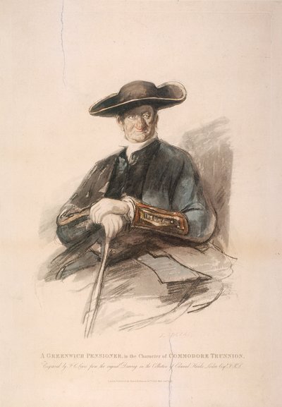 Pensionnaire de Greenwich dans le rôle du Commodore Trunion, Hôpital de Greenwich, Londres, 1826 - Frederick Christian Lewis
