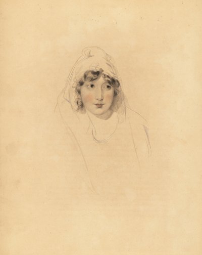 Portrait de Lady Augusta Lowther, comtesse de Fane, épouse du 1er comte de Lonsdale. Gravure teintée à la main de Frederick Christian Lewis d