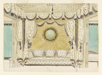 Design pour lit avec alcôve tentée, probablement pour la chambre ou le boudoir du Prince de Galles, Royal Pavilion - Frederick Crace